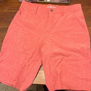 Light red stretch performance shorts size 30